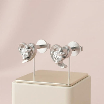Lining Heart Diamond Earrings (SES-AG012)