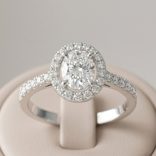 Loving Silver Diamond Halo Ring (SRB-AG024)