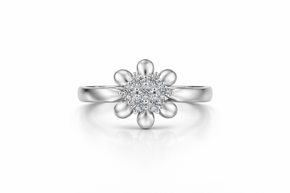 Flower Blossom Adjustable Diamond Ring (SRA-AG008)