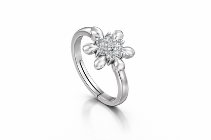 Flower Blossom Adjustable Diamond Ring (SRA-AG008)