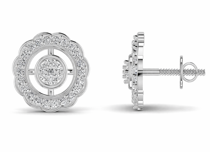 Flower Diamond Stud Silver Earring (SES-AG015)