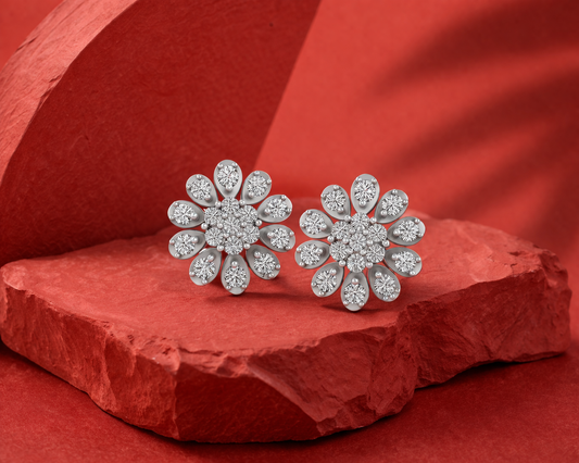 Crimson Diamond Silver Earrings (SES-AG028)