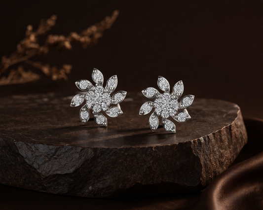 Carlyle Diamond Silver Earrings (SES-AG025)