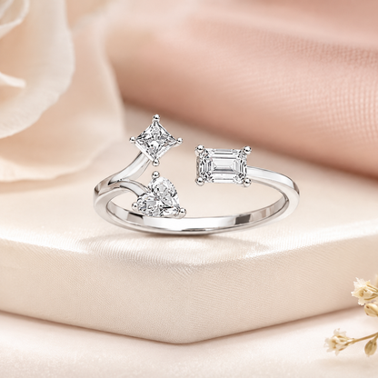 Gentle Rise Lab-Grown Diamond Ring in Silver for Women (SRB-AG049)