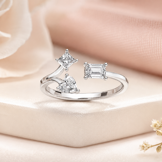 Gentle Rise Lab-Grown Diamond Ring in Silver for Women (SRB-AG049)