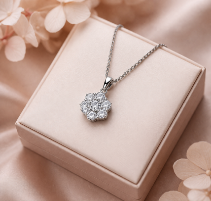 Flower Silver Diamond Pendant (SPC-AG008)