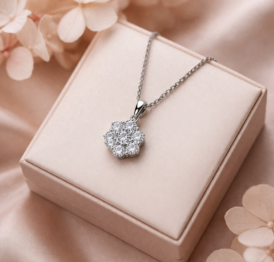 Flower Silver Diamond Pendant (SPC-AG008)