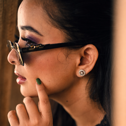 Flower Diamond Stud Silver Earring (SES-AG015)