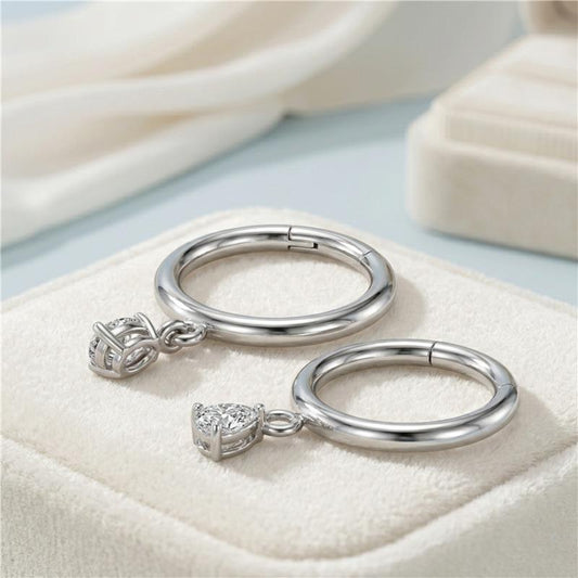 Small Drop Diamond Silver Earrings (SEH-AG005)