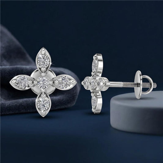 Aristocratic Diamond Silver Earrings (SES-AG020)