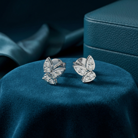 Ivory Diamond Silver Earrings (SES-AG011)
