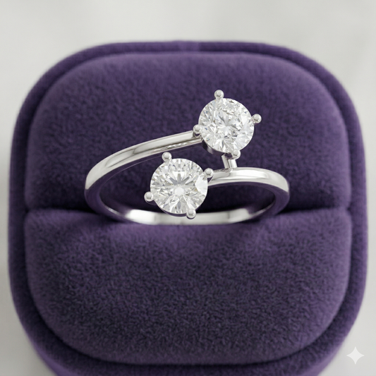 Dew Kissed Silver Diamond Ring (SRB-AG030)
