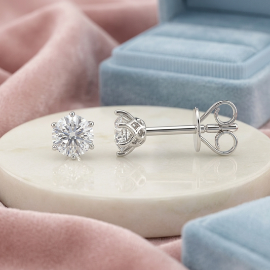 Stone Diamond Silver Studs (SES-AG017)