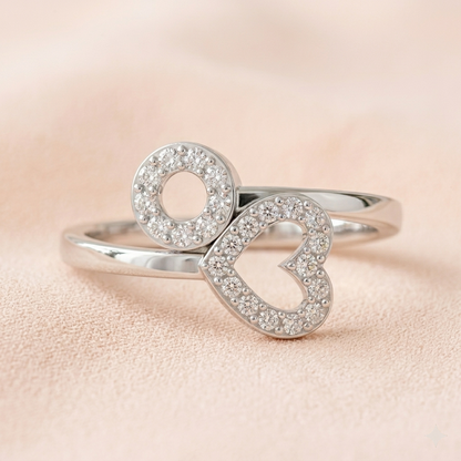 Twirling Heart Adjustable Diamond Ring (SRA-AG016)