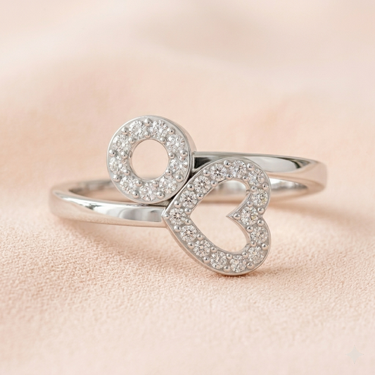 Twirling Heart Adjustable Diamond Ring (SRA-AG016)