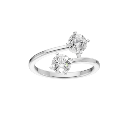 Dew Kissed Silver Diamond Ring (SRB-AG030)
