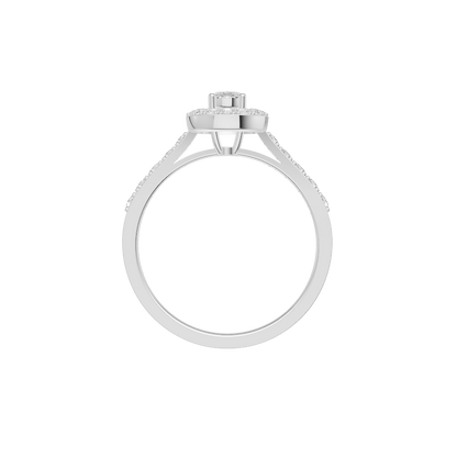 Loving Silver Diamond Halo Ring (SRB-AG024)