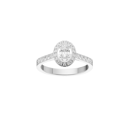 Loving Silver Diamond Halo Ring (SRB-AG024)