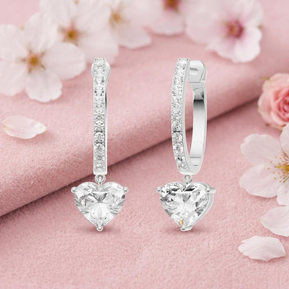 Majestic Diamond Silver Heart Earrings (SEH-AG003)