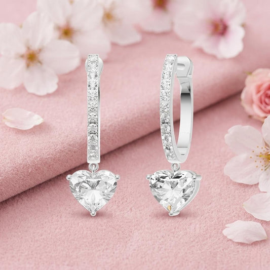 Majestic Diamond Silver Heart Earrings (SEH-AG003)