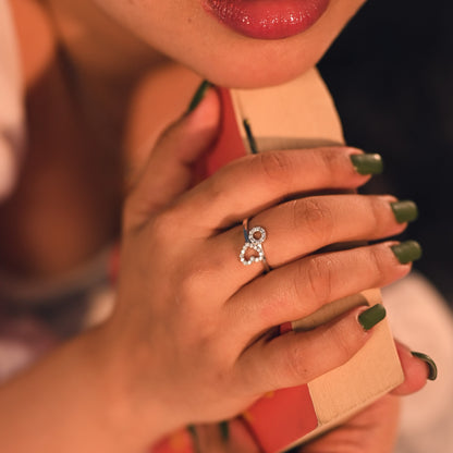 Twirling Heart Adjustable Diamond Ring (SRA-AG016)