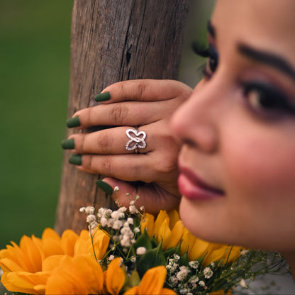 Butterfly Motive Adjustable Diamond Ring (SRA-AG017)