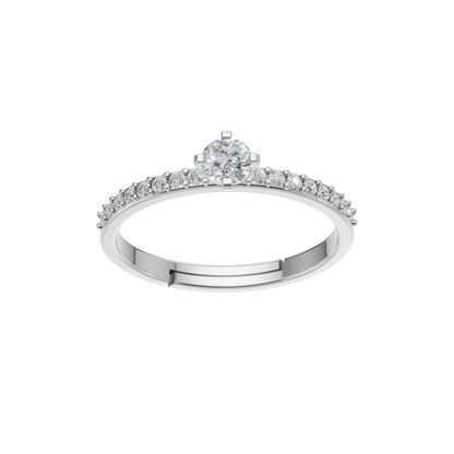 Frosted Round Lab Diamond Silver Ring for Women (SRA-AG001)