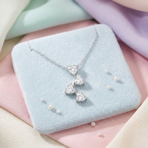 Heart Align Silver Diamond Pendant (SPC-AG001)